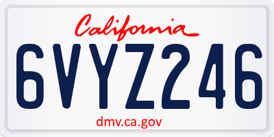 CA license plate 6VYZ246