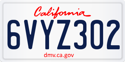 CA license plate 6VYZ302