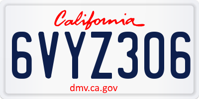 CA license plate 6VYZ306