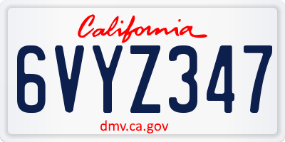 CA license plate 6VYZ347