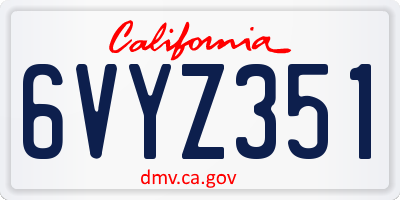 CA license plate 6VYZ351