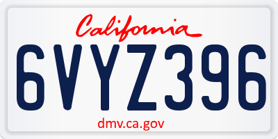 CA license plate 6VYZ396