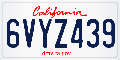 CA license plate 6VYZ439