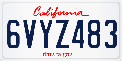 CA license plate 6VYZ483