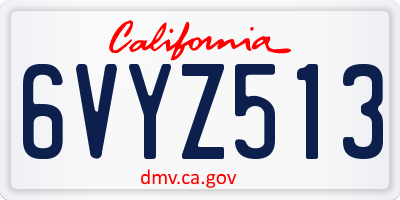 CA license plate 6VYZ513
