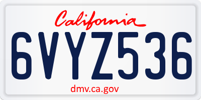 CA license plate 6VYZ536