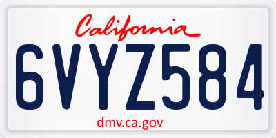 CA license plate 6VYZ584