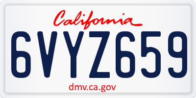 CA license plate 6VYZ659