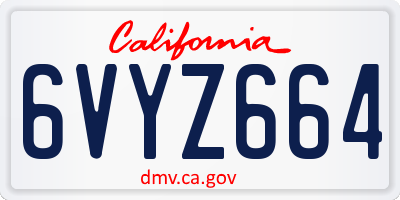 CA license plate 6VYZ664