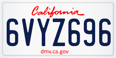 CA license plate 6VYZ696
