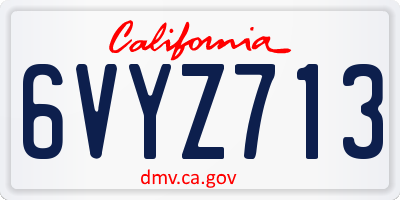 CA license plate 6VYZ713