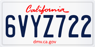 CA license plate 6VYZ722