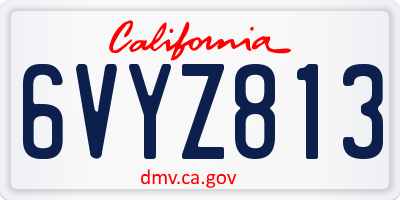 CA license plate 6VYZ813