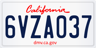 CA license plate 6VZA037
