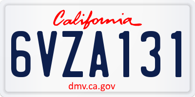 CA license plate 6VZA131
