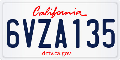 CA license plate 6VZA135
