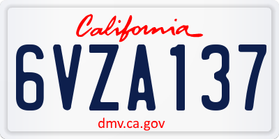 CA license plate 6VZA137
