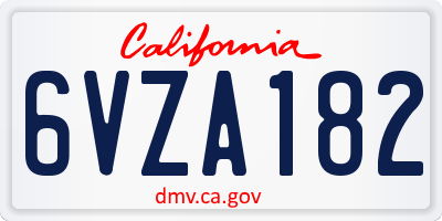 CA license plate 6VZA182