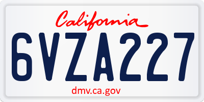 CA license plate 6VZA227