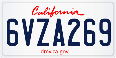 CA license plate 6VZA269
