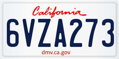 CA license plate 6VZA273