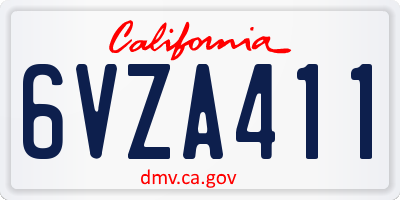 CA license plate 6VZA411