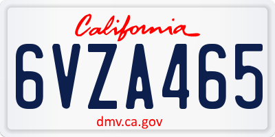 CA license plate 6VZA465
