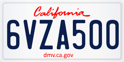 CA license plate 6VZA500