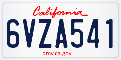 CA license plate 6VZA541