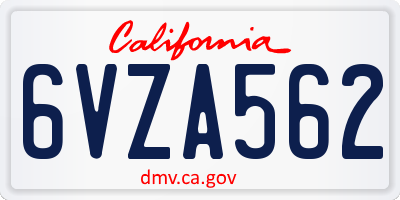 CA license plate 6VZA562
