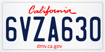 CA license plate 6VZA630