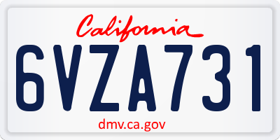 CA license plate 6VZA731