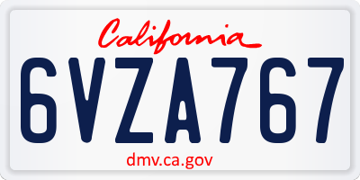 CA license plate 6VZA767