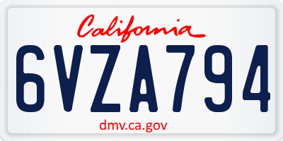 CA license plate 6VZA794