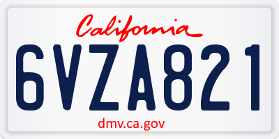 CA license plate 6VZA821