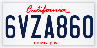 CA license plate 6VZA860