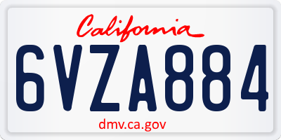 CA license plate 6VZA884