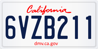 CA license plate 6VZB211