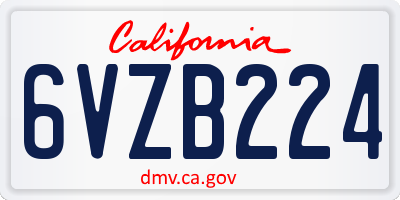 CA license plate 6VZB224