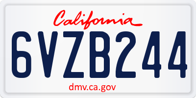 CA license plate 6VZB244