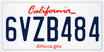 CA license plate 6VZB484