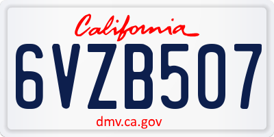 CA license plate 6VZB507