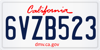 CA license plate 6VZB523