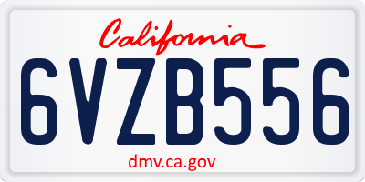 CA license plate 6VZB556