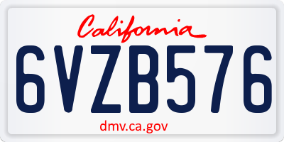 CA license plate 6VZB576