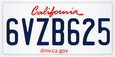 CA license plate 6VZB625