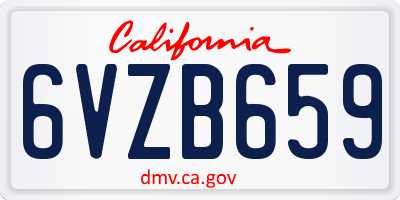 CA license plate 6VZB659