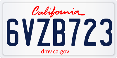 CA license plate 6VZB723