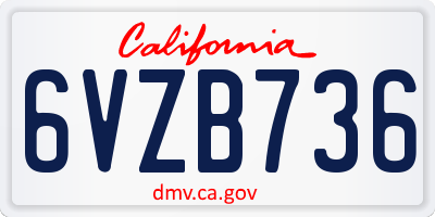 CA license plate 6VZB736