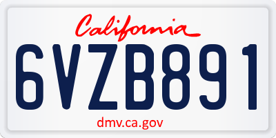 CA license plate 6VZB891